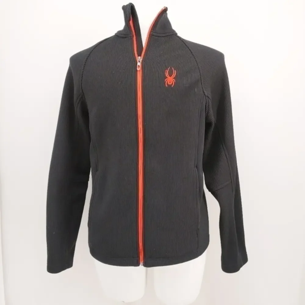 Spyder jacket black zip‎ up waffle knit